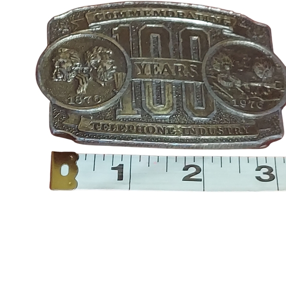 Vintage Belt Buckle Commemorating 100 Years 1876-1976 Telephone Industry - Picture 7 of 10